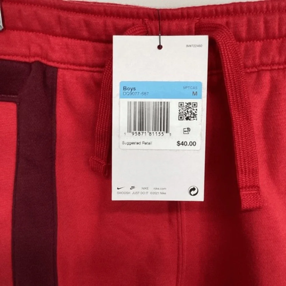 Boys Nike Fleece‎ Athletic Shorts Medium red/maroon